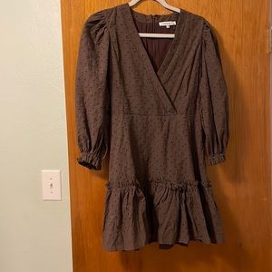 olivaceous brown long sleeve dress.